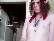 Twink Elf Ky Arson Plays Autoharp And Jerks Off SOLO