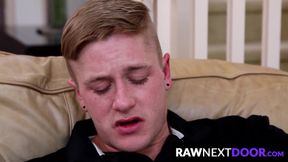 Good looking jock Chris Blades receives blowjob before being bare fucked by Clark Campbell