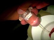Public Toilet Cock Cage Piss - My Master Husband has the key to my heart and chastity cage!