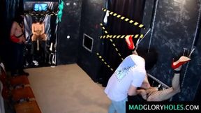 Raw Czech pig gets pounded in a dark &mdash;  dingy glory hole during a freaky midnight romp