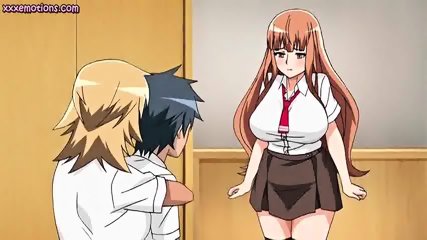 Big meloned anime babe licking fat cock