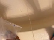 SUBMISSIVE GUY DESPERATELY PEE IN THE TUB AND MOANS IN RELIEF