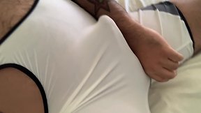 Lycra spandex singlet rub and ejaculation control