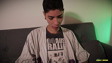 Skinny Twink Magic C Jerking His Big Cock After College And Eating His Own Cum