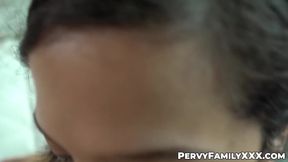 Dark-haired Annika Eve deepthroat blowjob with big cock