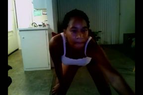 Black chick in white stuff was dancing for my buddy on webcam