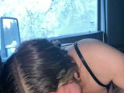 Latina gives trucker a blow job at rest stop and drinks all his cum 🔥💦