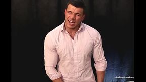 Muscle pec tease and cum on work shirt