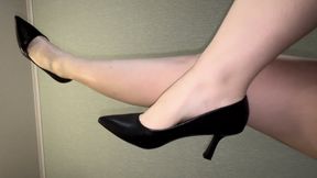 Showing my high heels and smelly feet after long day. Barefoot, foot worship, foot fetish, shoes worship copy
