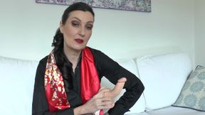 Red Satin and Hot Cock Sucking and Masturbating with a Cloth at Step-auntie Lady Victoria Valente