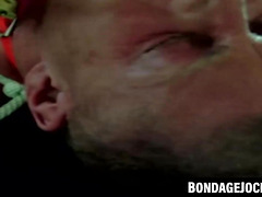 Bondage gay fingered and jerked off in intense BDSM play