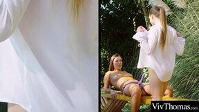 Mesmerizing lesbian girls expertly make each other cum by using a strap on