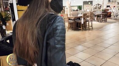 She slipped her tits into the tiny shorts for the store