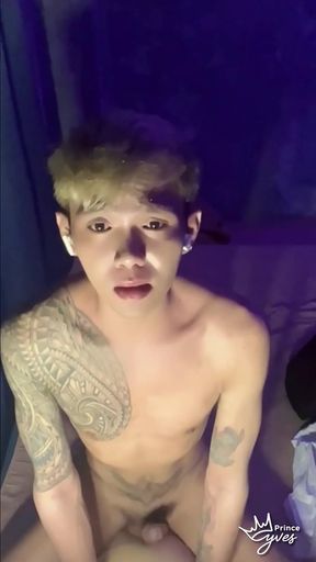 Filipino Inked Horny Twink Teasing and Masturbating Until He Cums