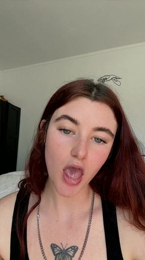 Curvy red-haired amateur gets cozy with her butterfly tattoo