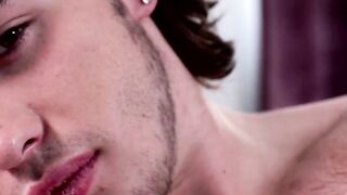 NextDoorXXX.com - Sensual young homo tugs big cock slowly until he cums in a hot solo