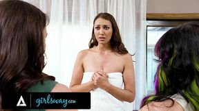 GIRLSWAY - Babes Whitney Wright & Xwife Karen 3-Way Compete Over Who Should Have Sexy Bella Rolland