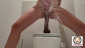 explosion squirt on toilet from riding huge bbc cock