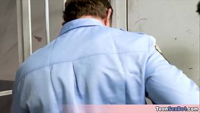 Petite teen Ava Sinclaire pleases multiple dudes behind bars