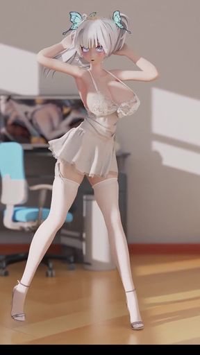 Weak Play Lace Jumpsuit Miniskirt White Silk Thong Big Tits