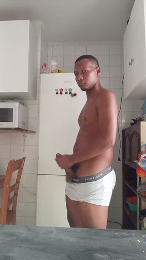 Young Colombian BBC masturbates in the kitchen