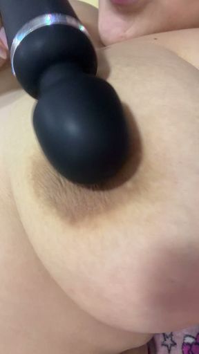 Mom plays with her huge tits very delicious