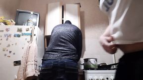 The housekeeper was cooking and my girl licked my pussy