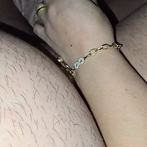 Step mom help fat step son handjob his dick in bed