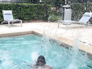 Black megatits in pool
