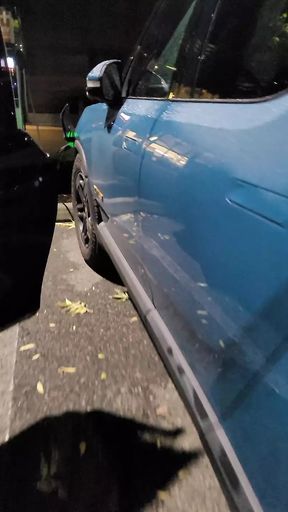 Masterbating public next to RIVIAN truck bmw bbc big black cock sex hot hard dick