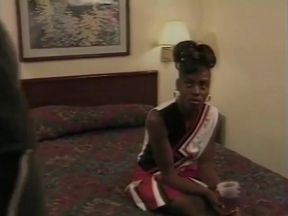 Ebony cheerleader babe learns some new fuck and suck moves