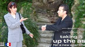 ”Mature Sophie Pasteur is ravaged up the butt by the landlord”