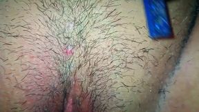 Husband Shaving His Wife's Hairy Pussy