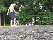 I had high intensity sex training with a fuck buddy in a park near the Tokyo Olympic venue!②【Spanked