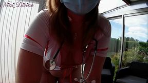Cumshot on Nini the nurse'_s natural boobs and her huge ass!