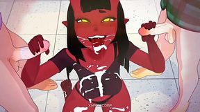 Animated succubus babe gets a lot of hot cumshot and creampie.