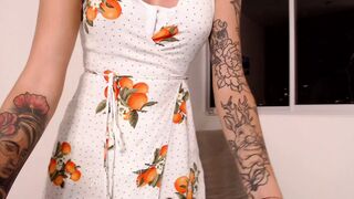 Good slim inked Effy pulls down her underwear and le