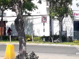 Venezuelan woman with a large ass caught doing suspicious things by a police officer on the streets of Lima