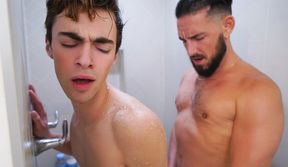 Papa owns his sons bubble ass, eats it up and fucks it in the shower!