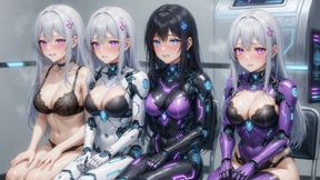 Our girls: Jia, Mae, Nia, and Jae are hard working cyborg AI girlfriends getting their holes cleaned.