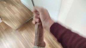 Amateur Russian Guy Jerking His Big Veiny Cock Waiting for His Stepbrother