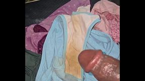 Cumshot On My BBW Asian Lady Neighbor Panties