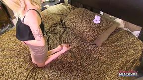 Skinny Inked Blonde Mya Jerks Off A Cock And Gets Rubbed With A Dildo!