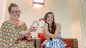 Step-mom and Step-daughter smoking after their cassino night!