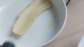 Hungry vacuum cleaner vacuuming food