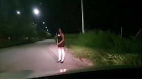 Martinasmith dress up as a whore and a stranger pays her for fucking into his car