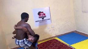 Mixed pro wrestling between Vanessa and John