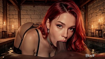 A redheaded beauty fucked me hard in the bathhouse [AI]