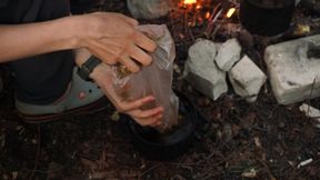 Hungry stepsister greedily sucks my cock in the campground