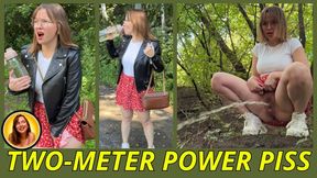 Desperate MILF Two Meter Outdoor Power Piss Fountain